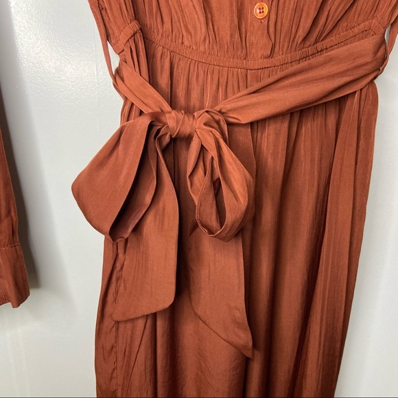 Button Front Belted Wide Leg Shirt Jumpsuit - Picture 9 of 11